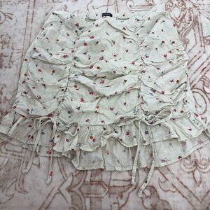 Wild Fable Floral Ruched Mini Skirt - Cream